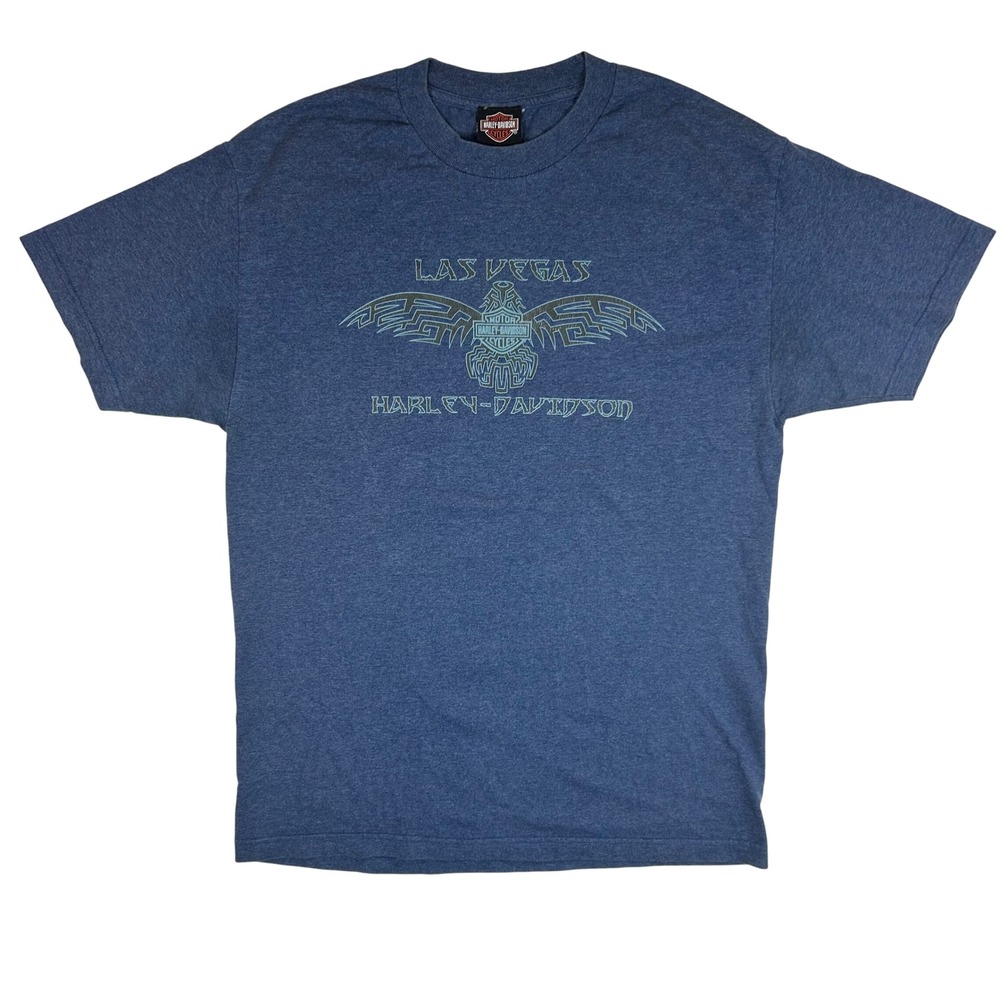 Harley-Davidson Las Vegas Nevada T-Shirt Mens Large Blue Heather Tribal Eagle